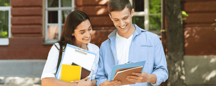 Two students explore campus